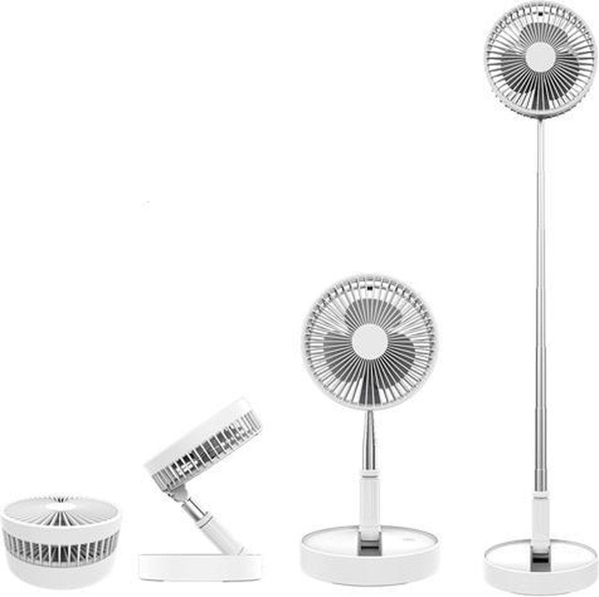 Accu Ventilator - Inklapbare Ventilator - Mobile Ventilator - Ventilator Staand - Statiefventilator - Tafelventilator - Vloerventilator -  Ventilatoren - met Touch Bediening - Wit