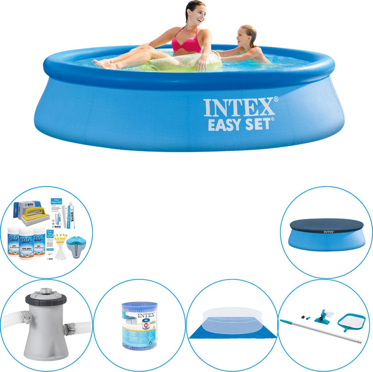 Intex Easy Set Rond 244x61 cm - Zwembad Combi Deal