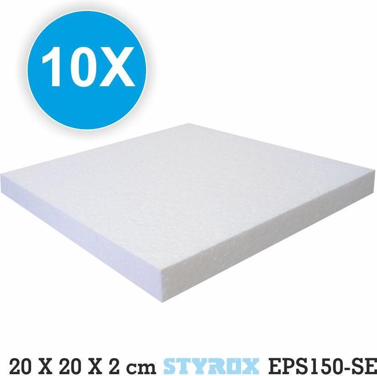 10 x Piepschuim platen- 20 x 20 x 2 cm - hobbybasisvoorwerp - Isomo - tempex -isolatie - plaat