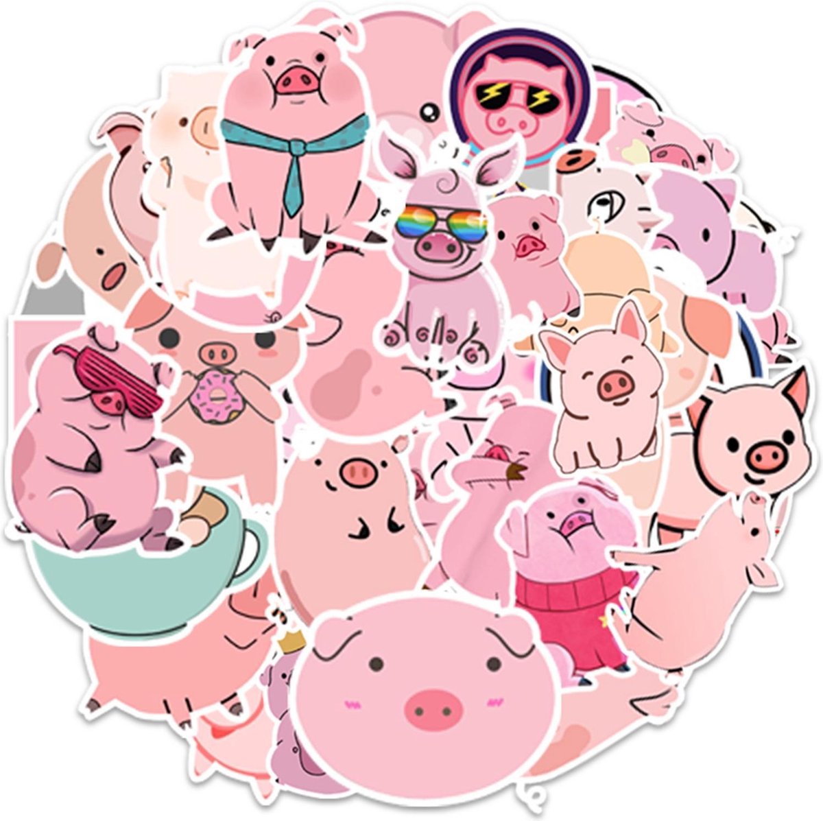 Winkrs | Varkens Stickers - Dieren Stickers - Schattige Stickers - 50 stuks voor laptop