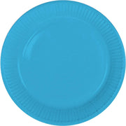 32x stuks party gebak/eet bordjes van papier blauw 23 cm