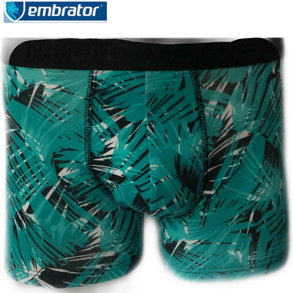 Embrator heren Boxershort leaves zeegroen maat L