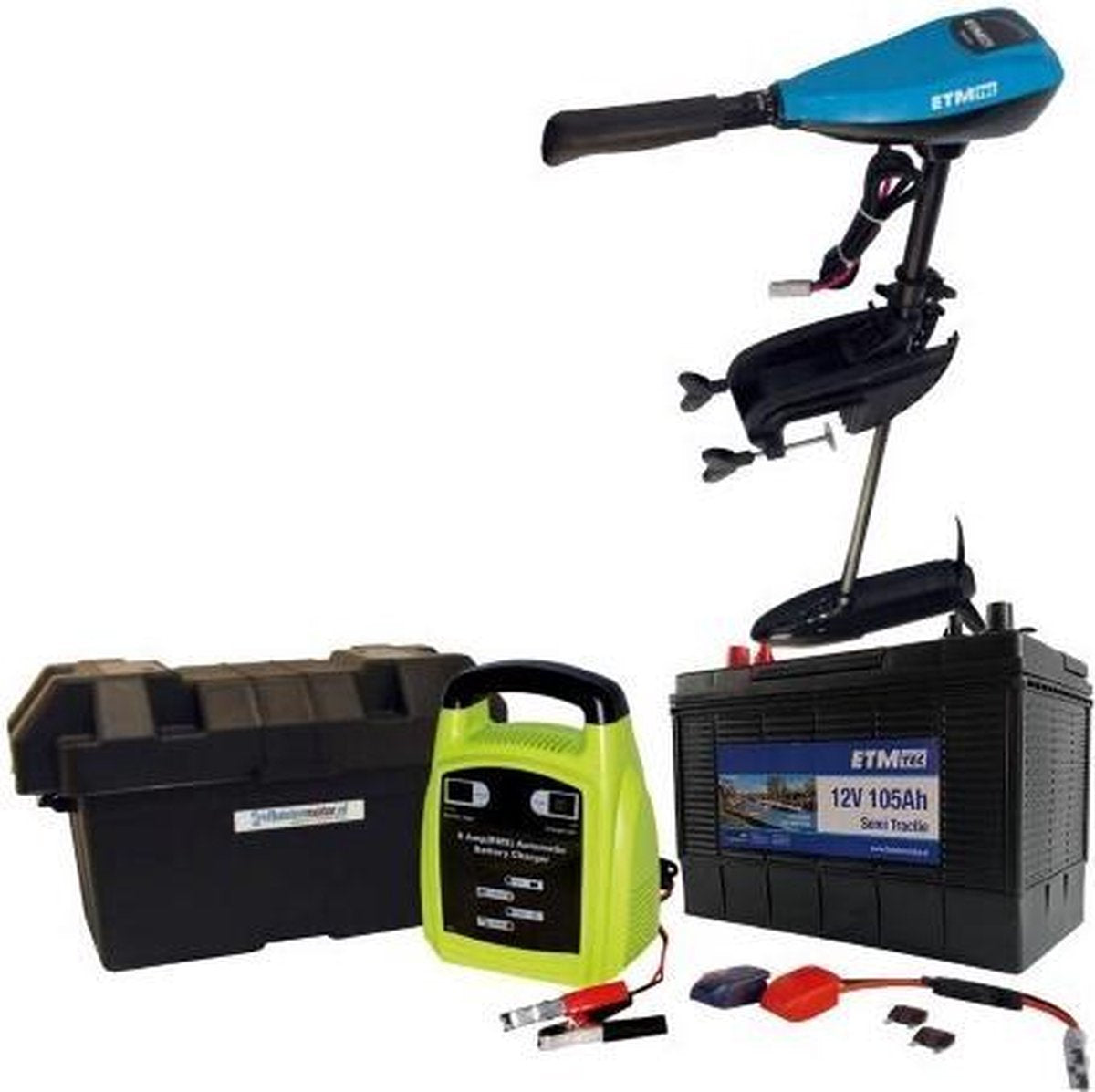ETM-TEC Azure 86 Elektromotor compleet met twee 12V Accu's en Acculader