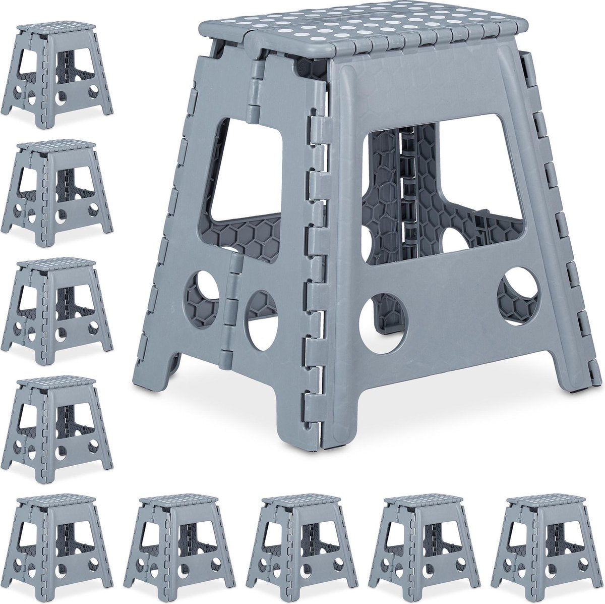 relaxdays 10x opstapkruk XL vouwbaar - krukje - campingkruk - badkamerkruk - tot 120 kg