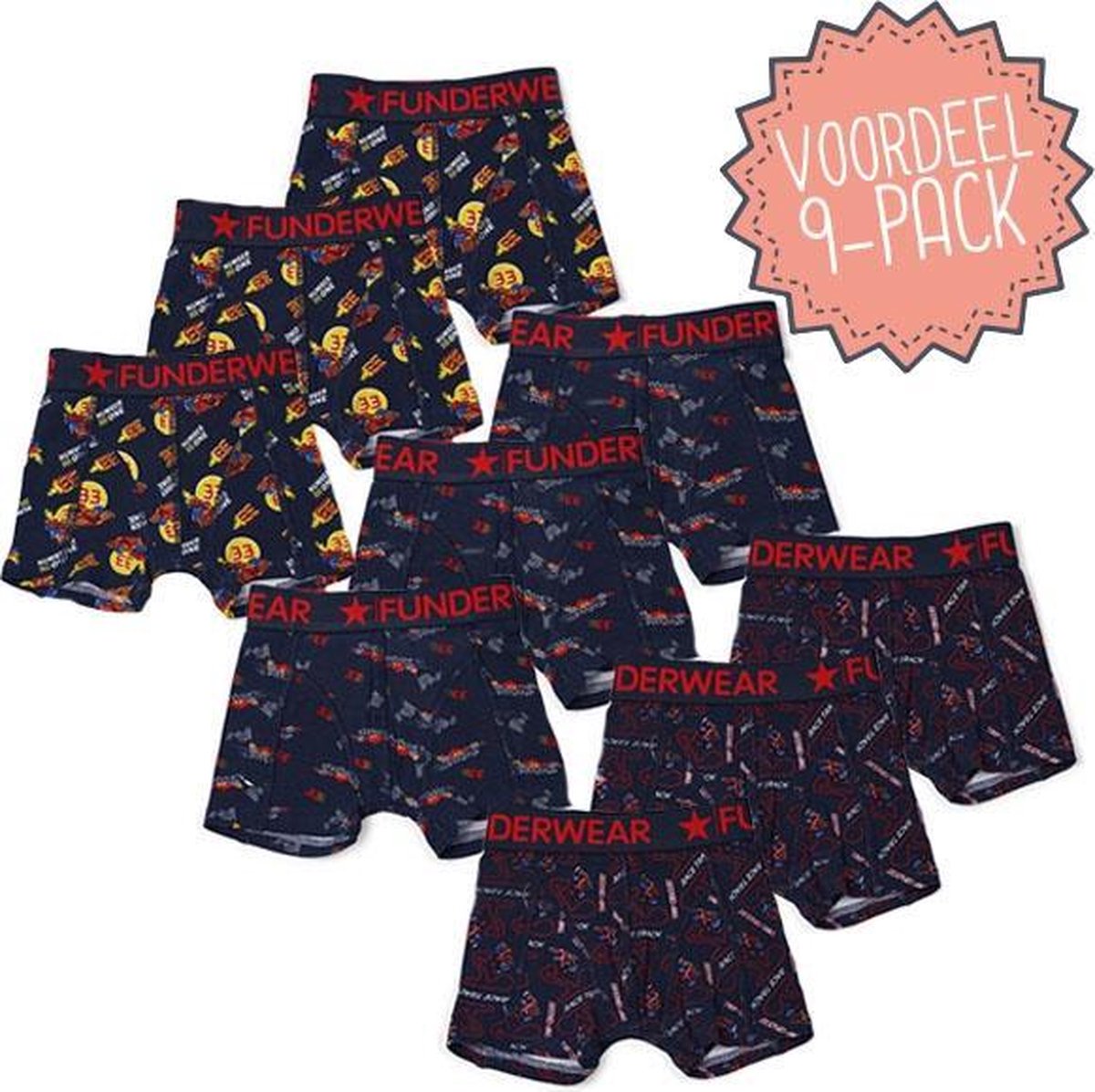 Kinderondergoed Funderwear - Boxer Voordeelset 9st - Navy Blauw - Maat 152 - Jongens