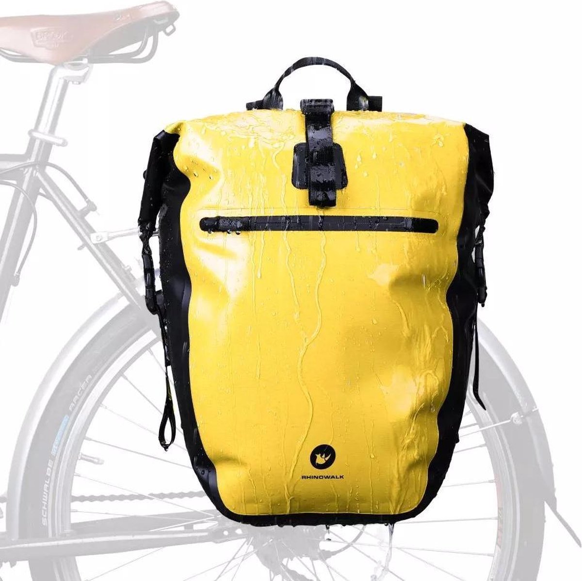 Rhinowalk® 3 in 1 Fietstas Waterdicht - Fietstassen Enkel 30L - Reis Fietstassen - Fietstas  en Rugzak - Geel