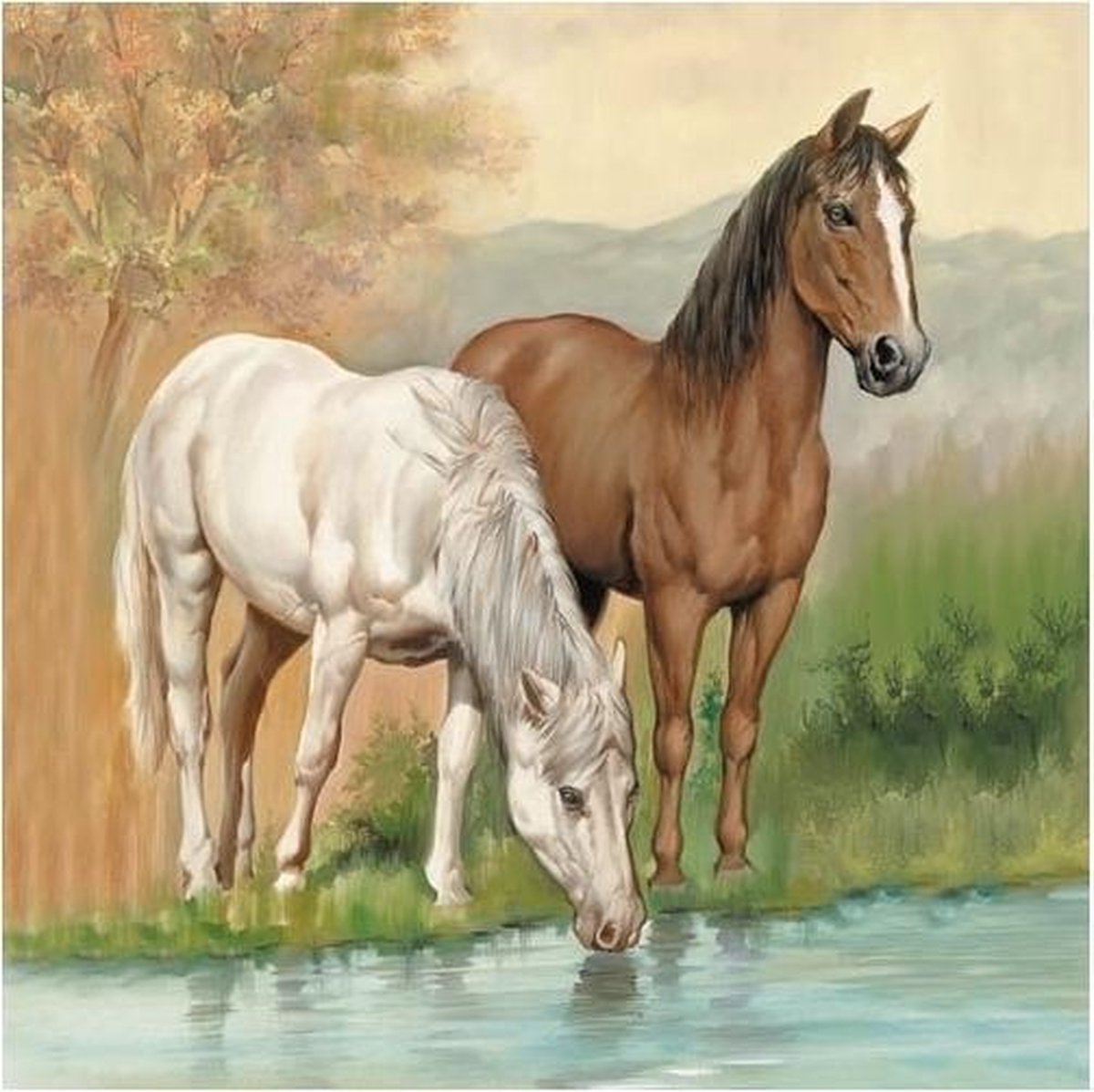 20x Servetten Paarden 33 x 33 cm - Paarden tafeldecoratie servetjes - Dier thema papieren tafeldecoraties