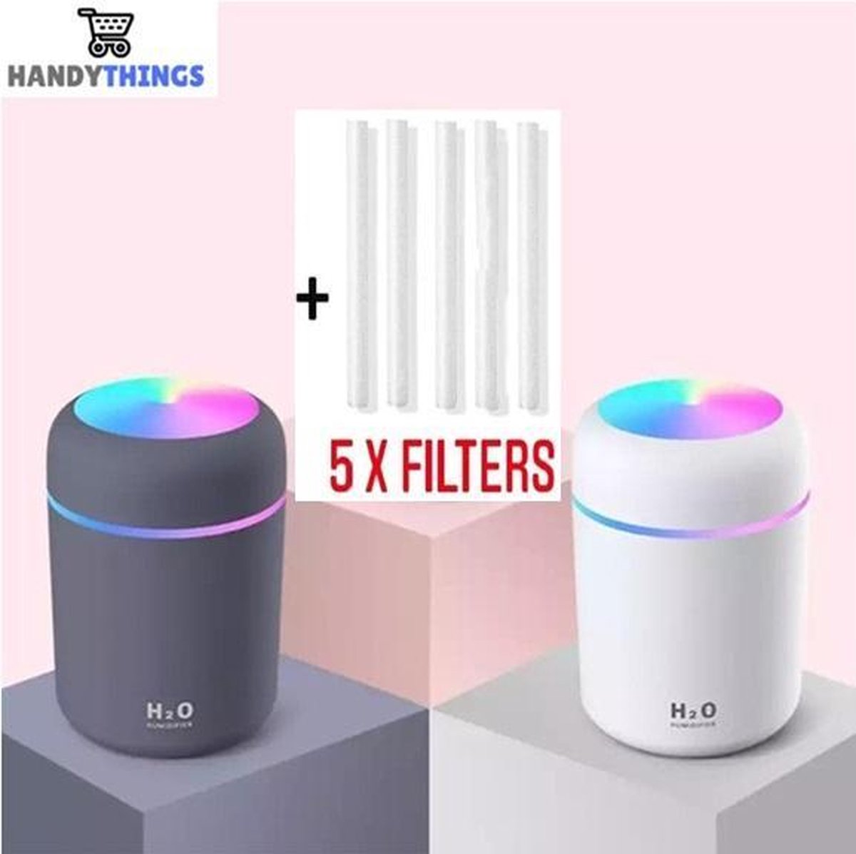 Aroma Diffuser incl. 2x GRATIS Etherische Olie & 5 Filters - Grijs - Aromadiffuser - Luchtbevochtiger - Aromatherapie - Geurverspreider