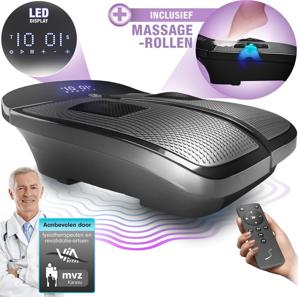 trilplaat + voetmassage – Sportstech VX350 – sterke en stille motor – 5 programma’s