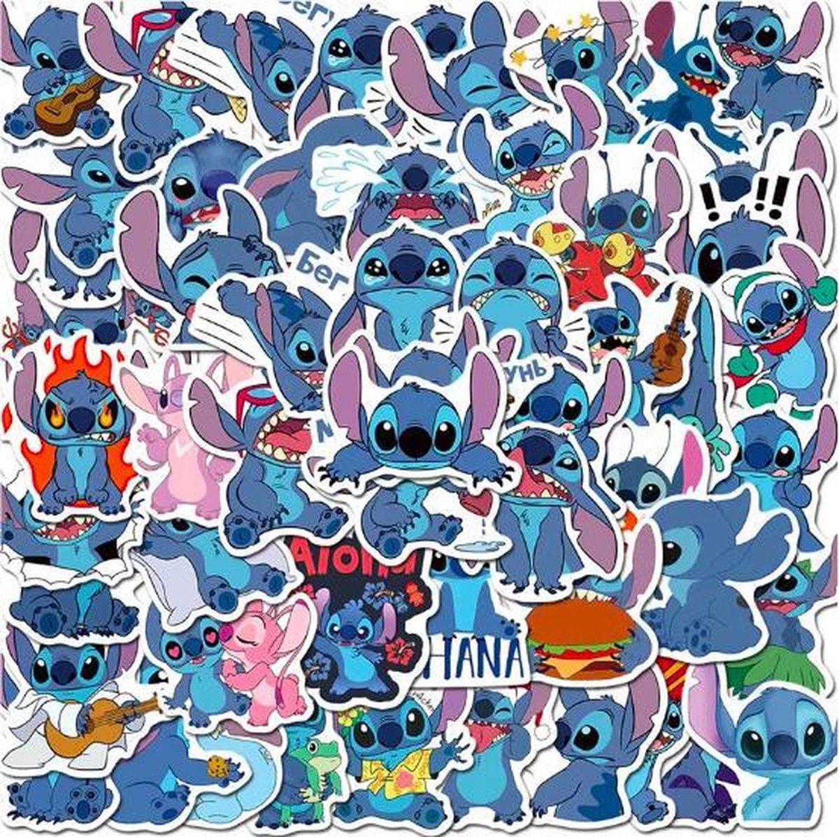ProductGoods - 50 Stuks Stich Stickers - Muur Decoratie - Koffer Decoratie - Laptop Decoratie - Koelkast Decoratie - Stickervellen - Lilo & Stitch