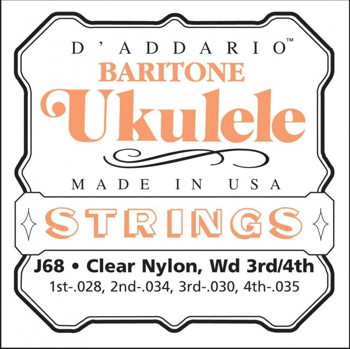 Ukulele snaren EJ65B Baritone Nylon 28-34-30-35