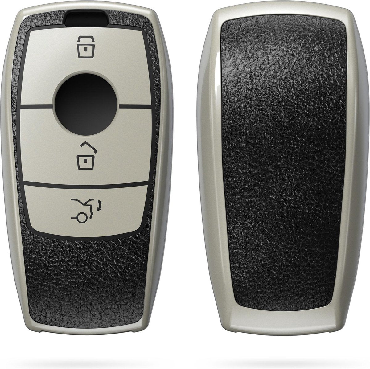kwmobile autosleutelhoes compatibel met Mercedes Benz Smart Key autosleutel (alleen Keyless) - TPU beschermhoes in zilver / zwart - Autosleutelcover