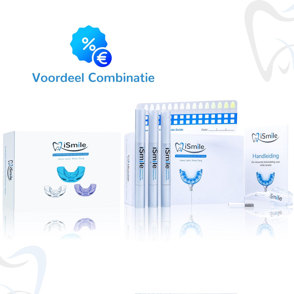 iSmile® - Rechte Tanden zonder Beugel & Tandenbleekkit - Rechte Tanden Bitje - Knarsen Bitje - Witte tanden - Tanden Bleken - Tanden Bleken Natuurlijke Ingrediënten - Veilig Thuis Tanden Bleken - LED - Zonder Peroxide