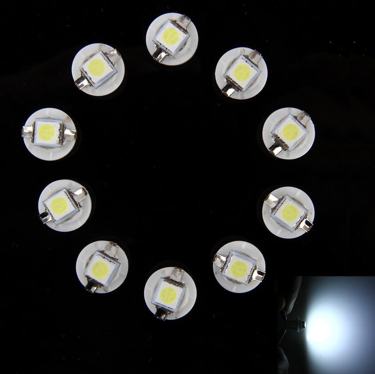 10 STKS 0.5 W B8.5 Wedge Instrumentenpaneel LED Licht Dashboard Gauge Cluster Indicator Lamp (Wit Licht)