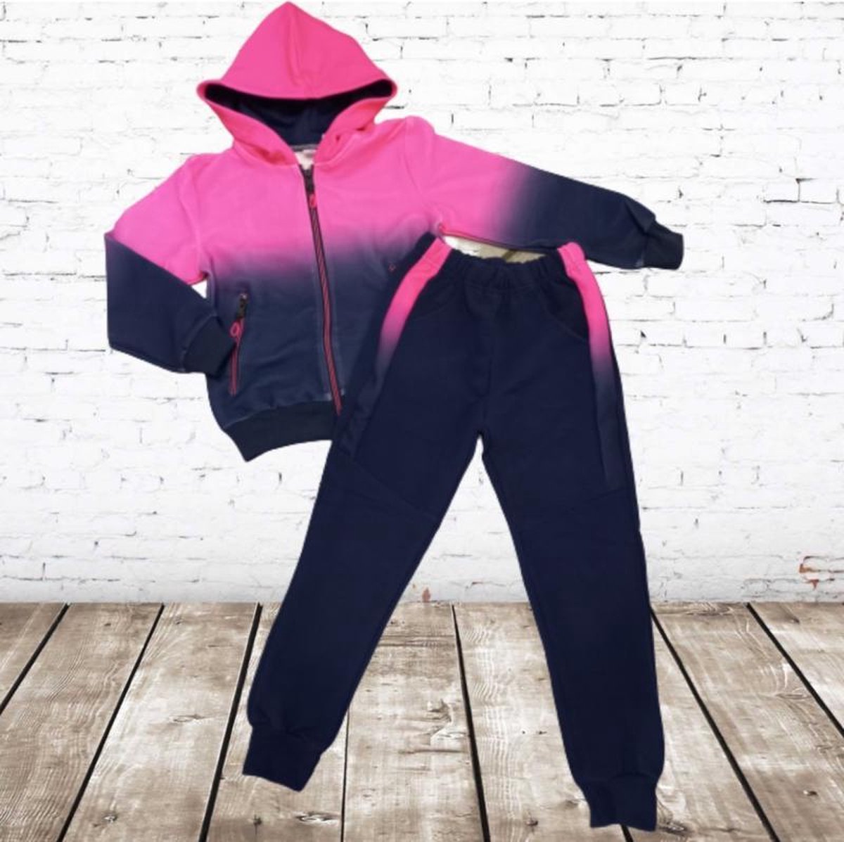 S&C Trainingspak meisjes roze blauw GF-173 - 146/152