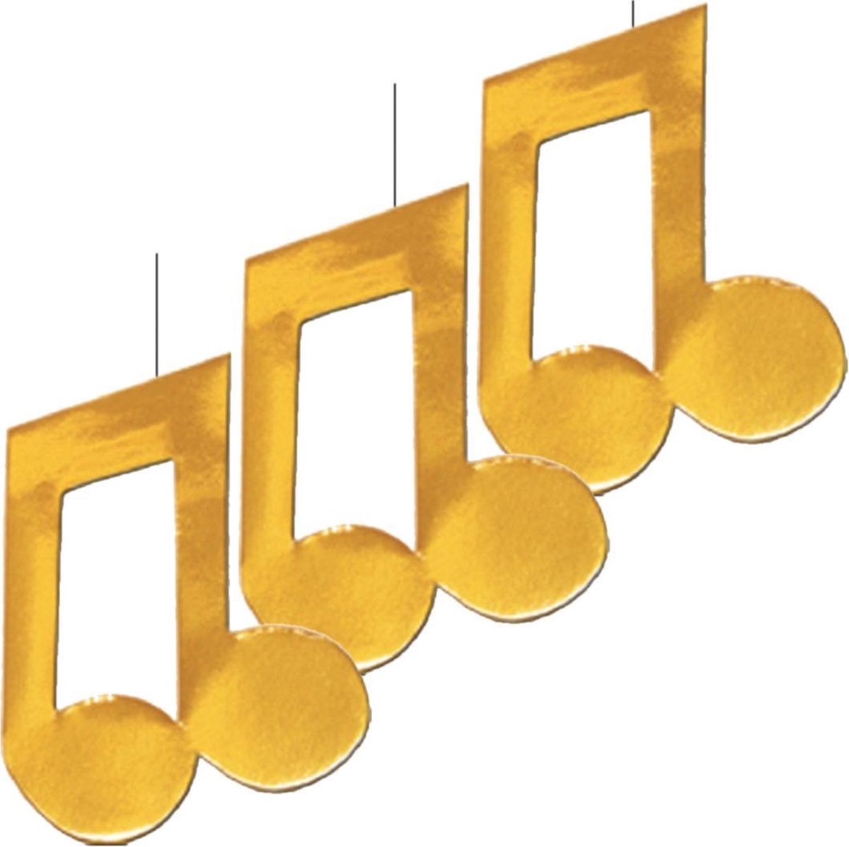3x stuks hangdecoratie muzieknoten 29 x 18 cm van karton - Muziek thema decoraties/versieringen