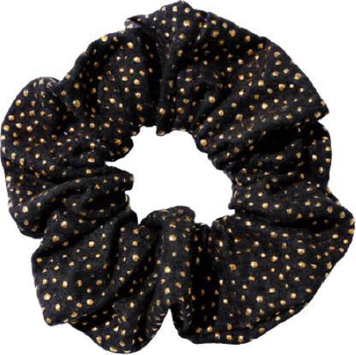 Haar scrunchie - haarscrunchie - met gouden details - zwart - black - trend - elastiek - haarelastiek - goud