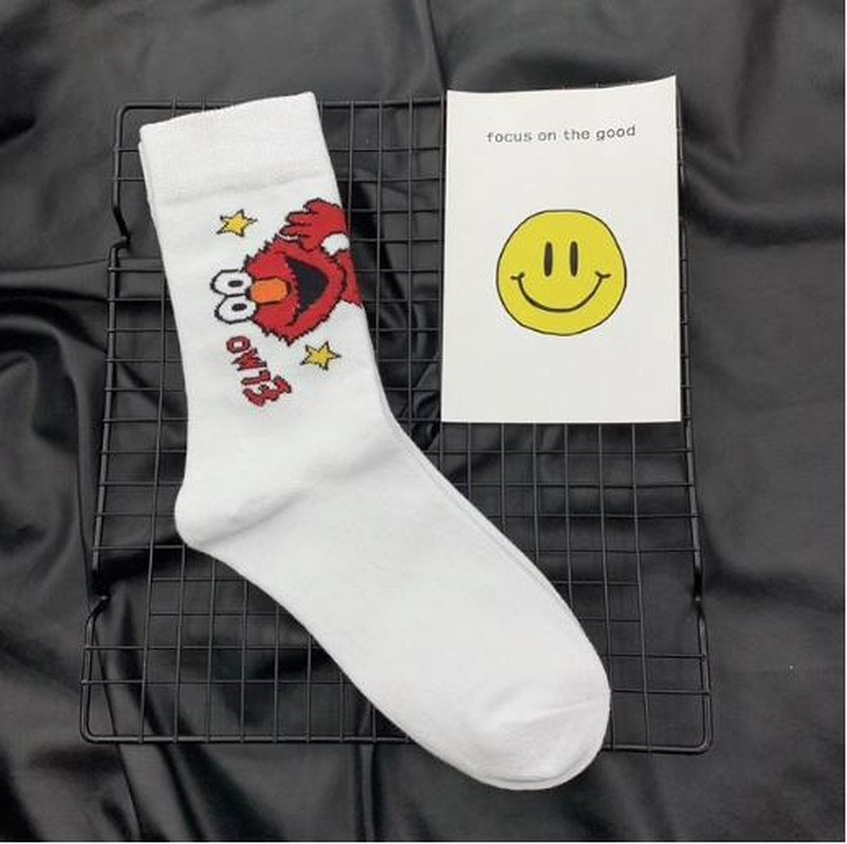 Fun sokken Elmo uit Sesamstraat Wit/Rood (31508)