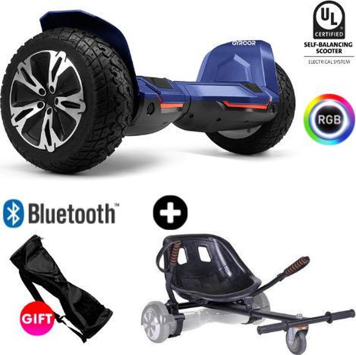 Gyroor G2 + Denver Hoverkart | Oxboard |8.5 Inch Wielen | Hoverboard met Hoverkart | Elektrische Step Alternatief | Blauw
