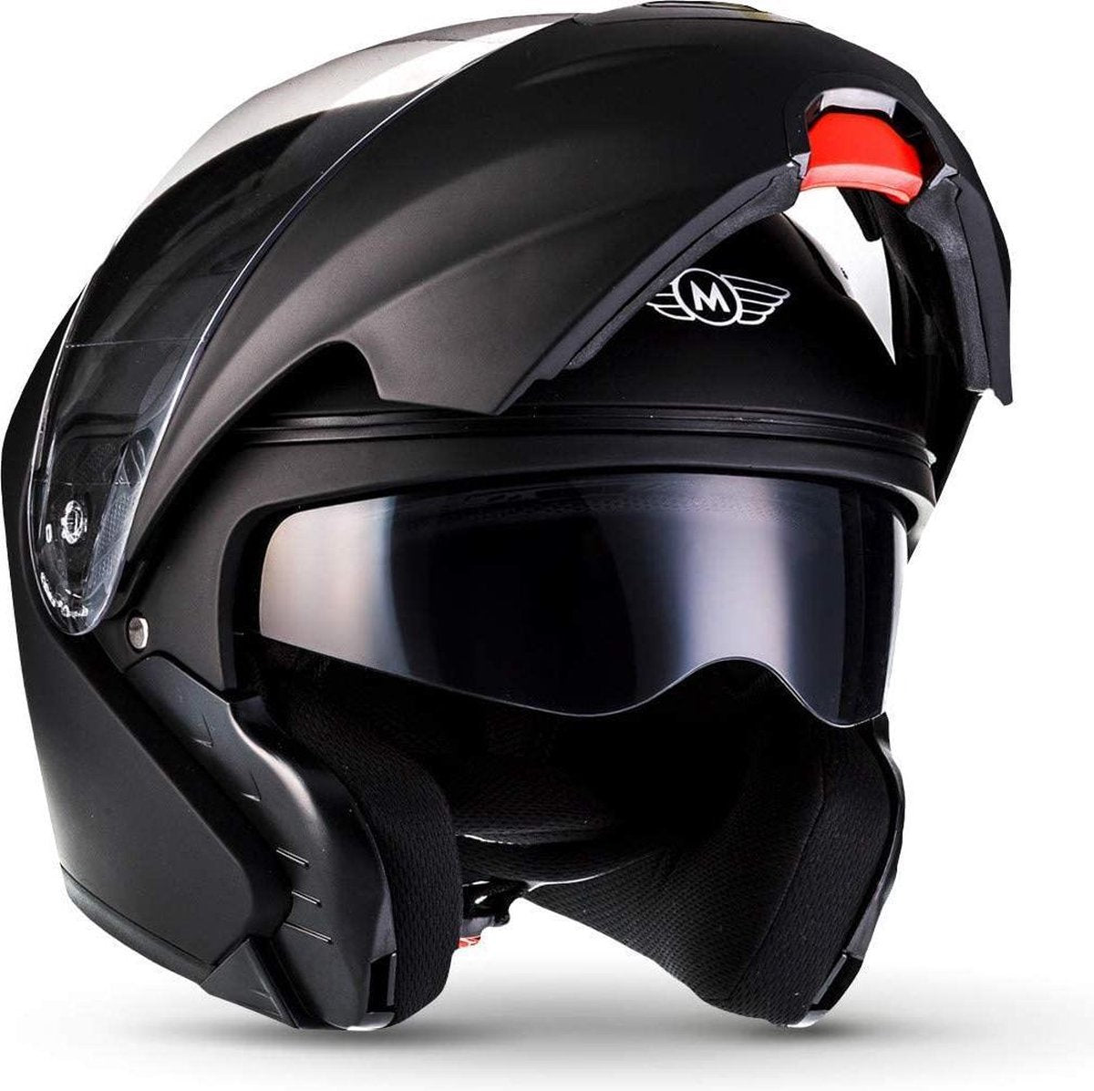 MOTO F20 Matt Black systeemhelm Flip-Up scooterhelm