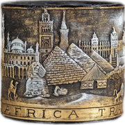 Rond zwart Africa travel wax windlicht 95/100 (incl. 1 stuk 3 uurs theelicht)
