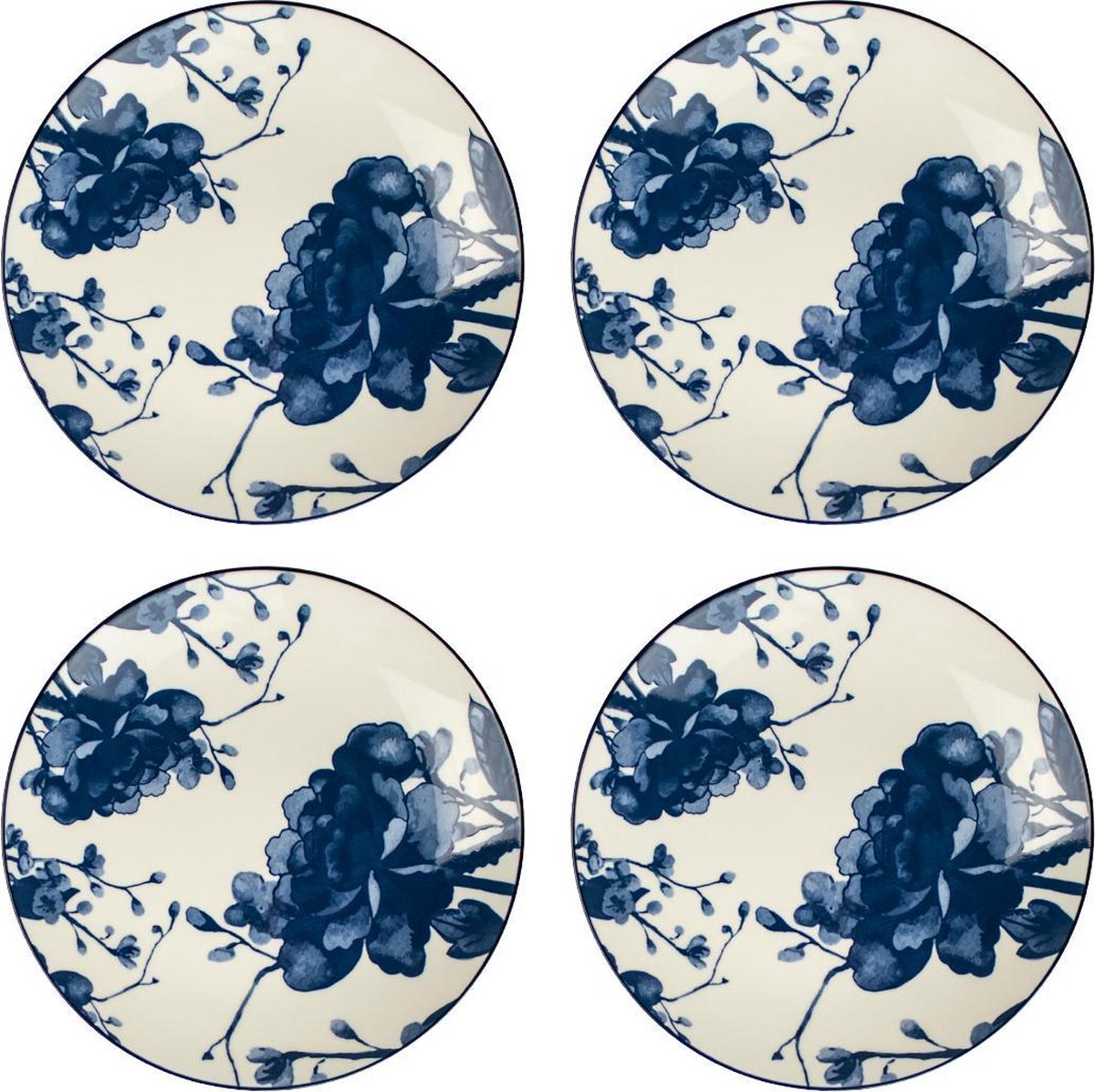 Bord ø20cm Out of the Blue Pioen - set 4 stuks