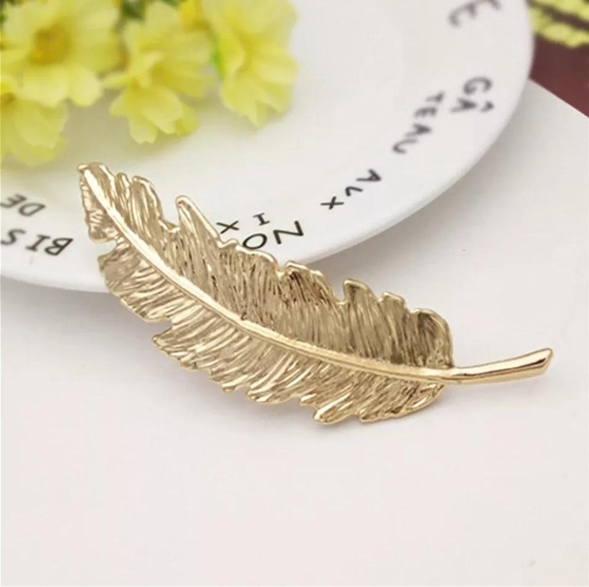 Haarspeld - Haarclip - Veer  - Haaraccessoire -  French barrette clip - Goud - 9 cm