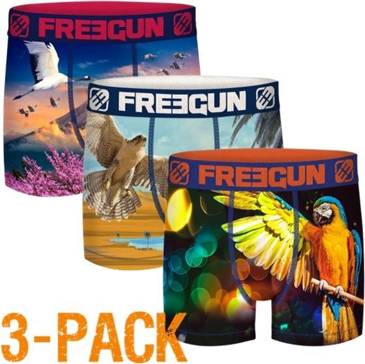 Freegun microvezel | MAAT M | 3-pack heren boxershorts | Wild birds