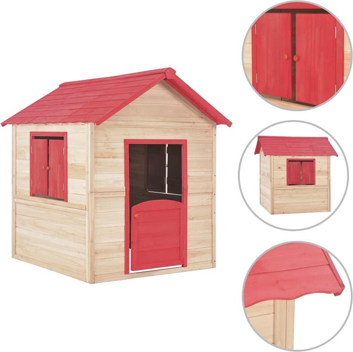 vidaXL Kinderspeelhuis vurenhout rood