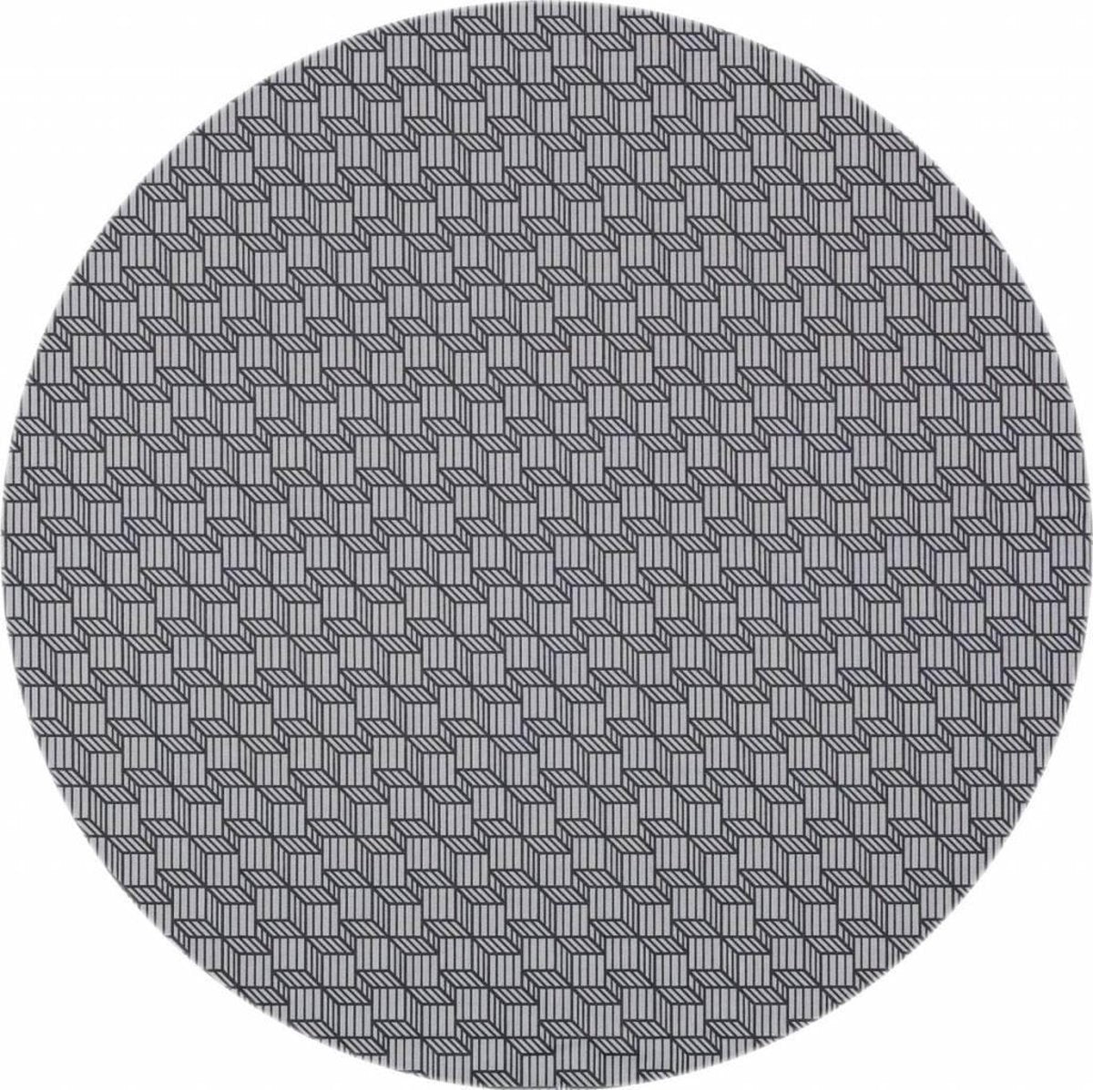 MixMamas Rond Tafelkleed Gecoat - Ø 160 cm - Kubussen - Grijs