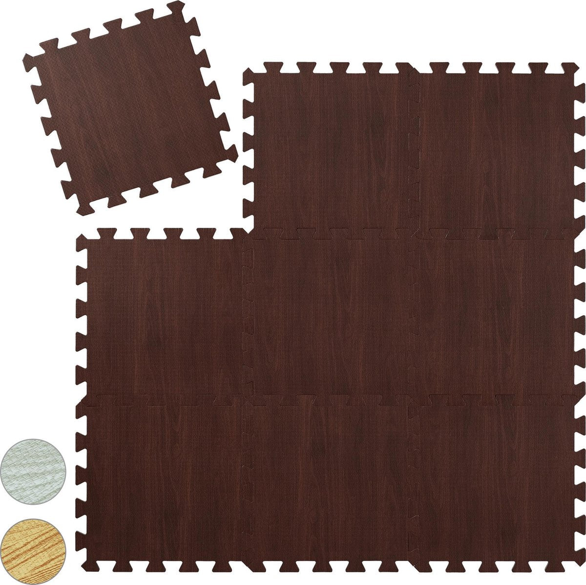 relaxdays vloerbeschermer puzzelmat - beschermmat fitness - sportmat - puzzel mat 9 stuks dark Brown