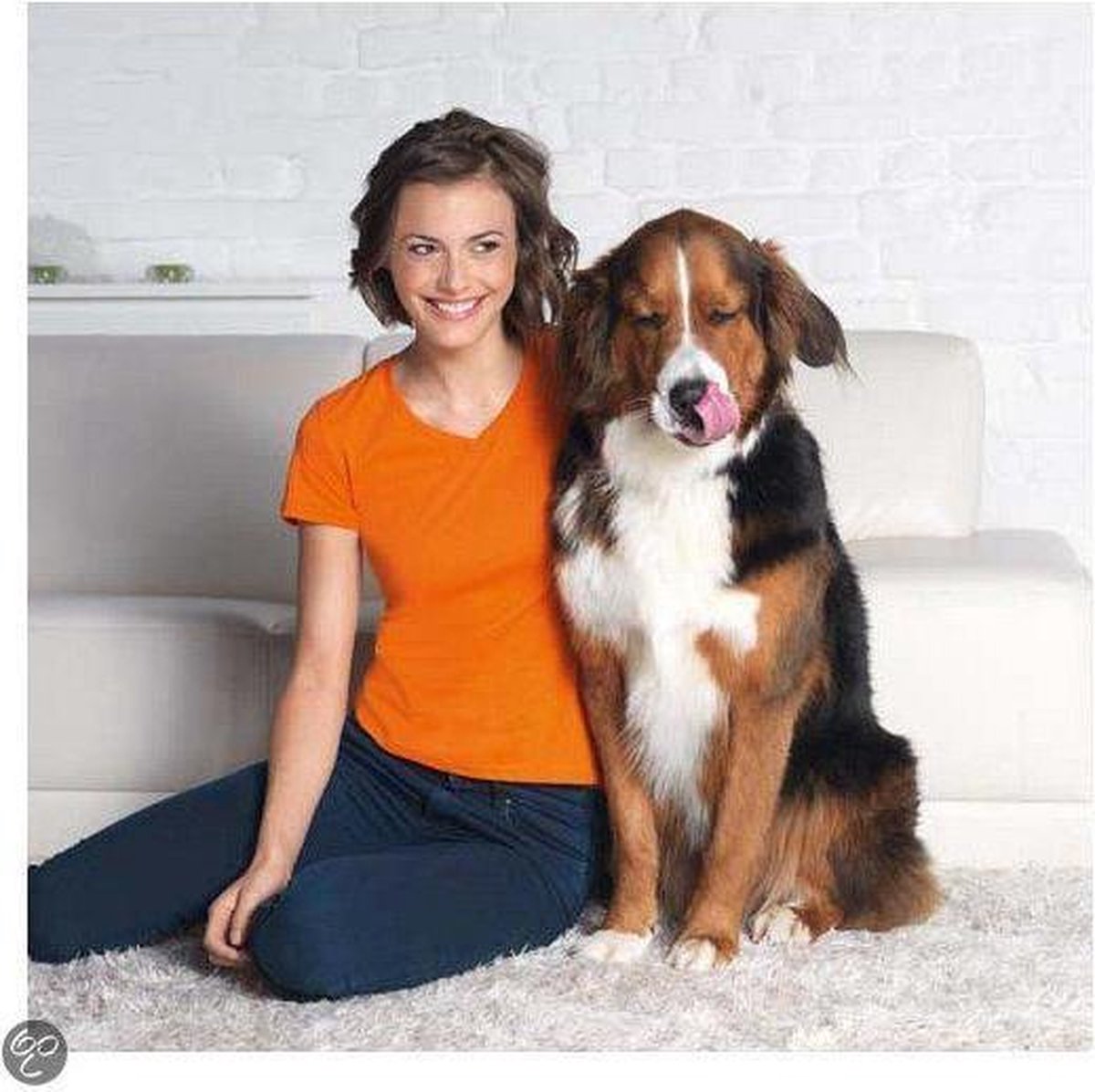 Oranje dames t-shirt v-hals S