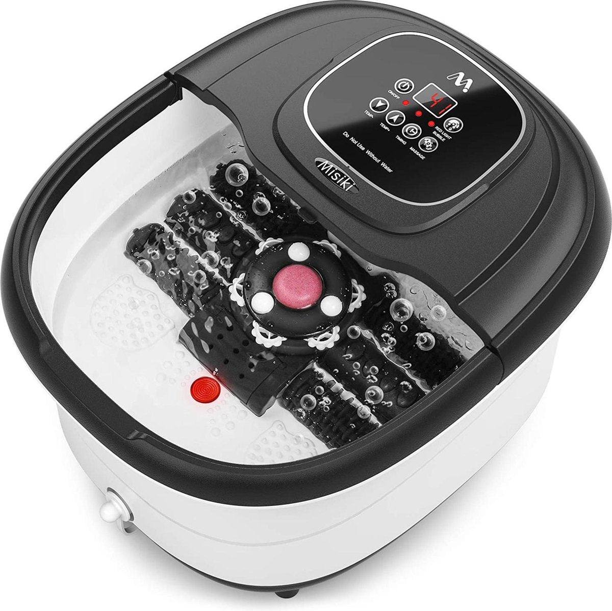 Voetenbad - Zinaps voetbadmassager met automatische massage en verwarming zeepbel met infrarood licht gemotoriseerd 6 shiatsu massage rollen