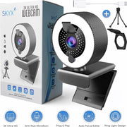 2K Webcam met Ring Licht Auto Focus Edition - Licht Ring Webcam met Microfoon - Webcam met Klepje - Streaming Webcam - UHD webcam - Meeting Conference - Anti Ruis Webcam - Windows & Apple/Mac  - Vergaderingscamera - Twitch - Teams - Zoom