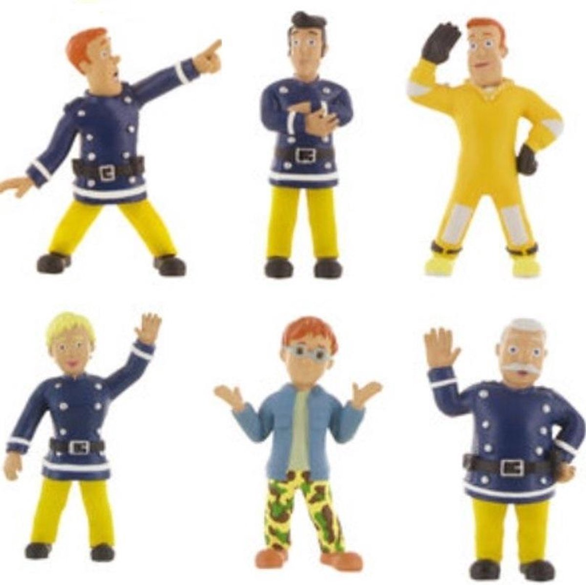 Stoere Brandweerman Sam speelfiguren set Comansi 6 stuks (ca 8 cm)
