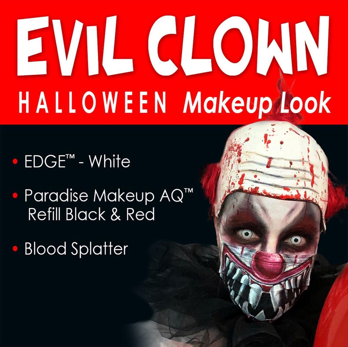 Halloween 2020 Complete Schmink Kit - Evil Clown (met stap-voor-stap instructiefilmpje)