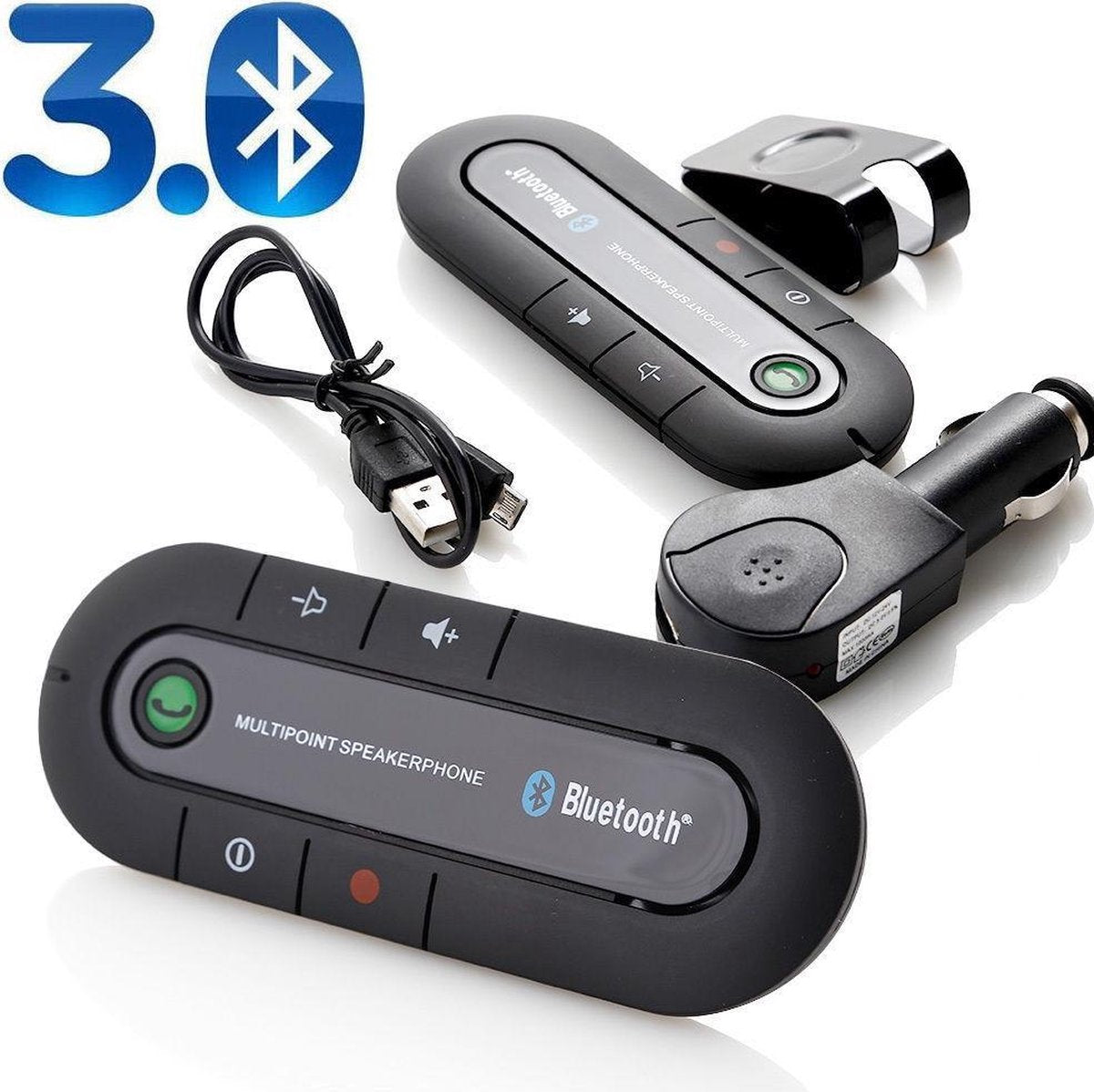 Universele Bluetooth Carkit - Plug-and-play - Zwart