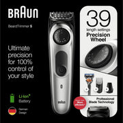 Braun BT5260 Baardtrimmer En Haartrimmer Voor Mannen - 39 Lengte-instellingen - Zwart/Metaalzilver