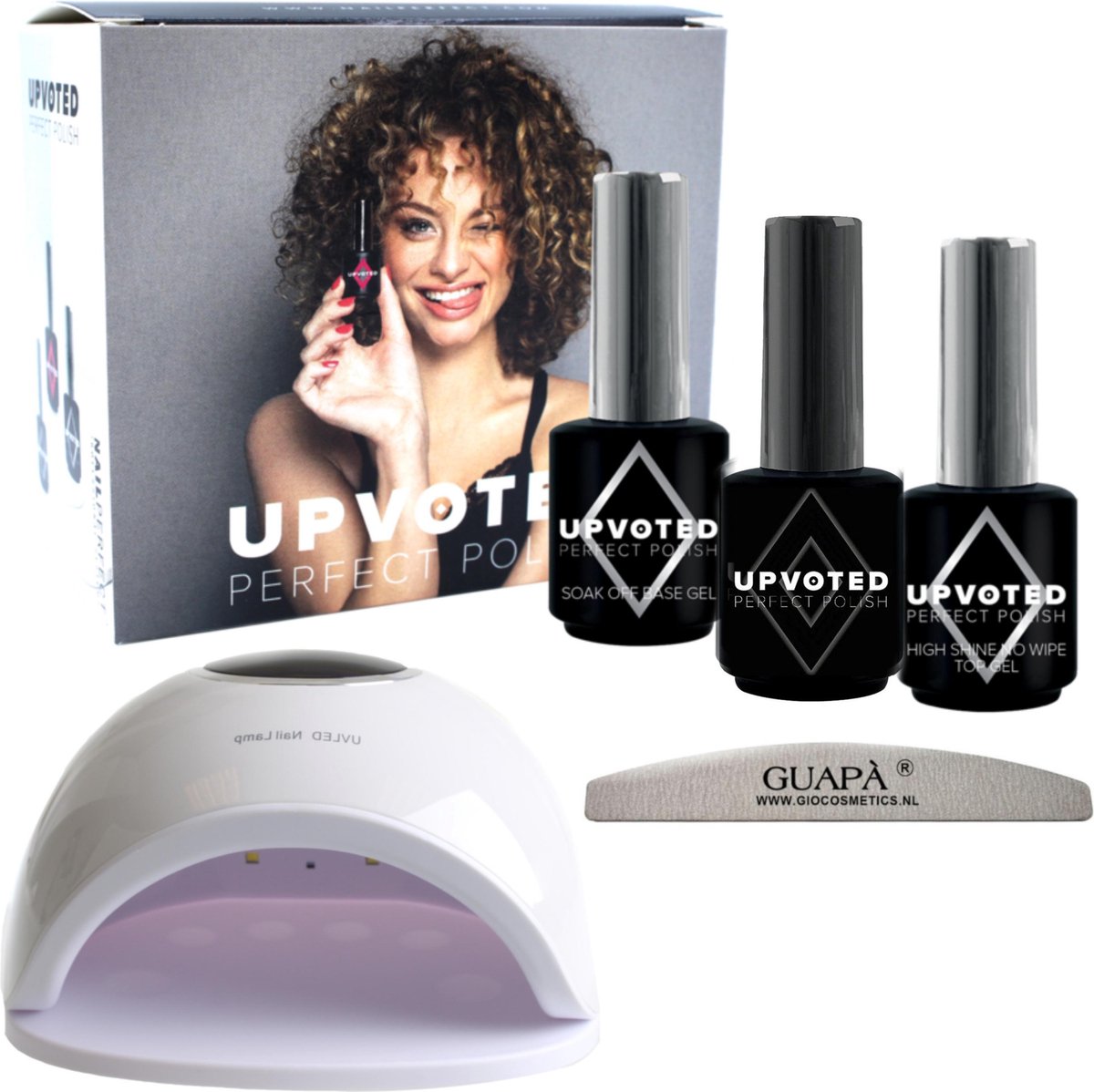 GUAPÀ® Gellak Starterspakket | Nagellamp UV / LED | Zwarte Gel Nagellak | Base- & Top Gel