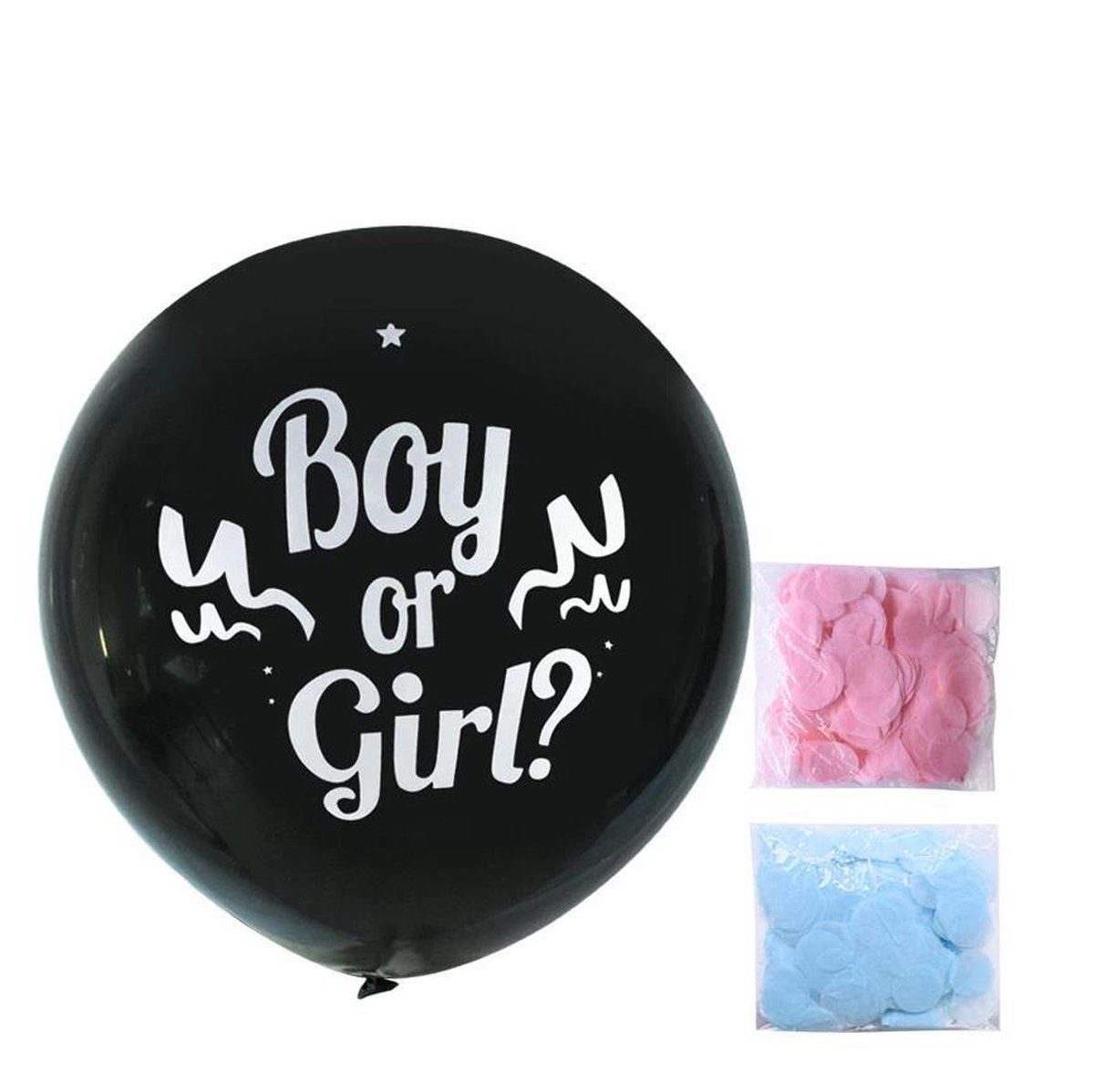 Babyshower Gender Reveal Ballon - Boy or Girl - Geslachtsbekendmaking - Papieren Confetti - Roze of blauw - Tot 90 CM | Akyol