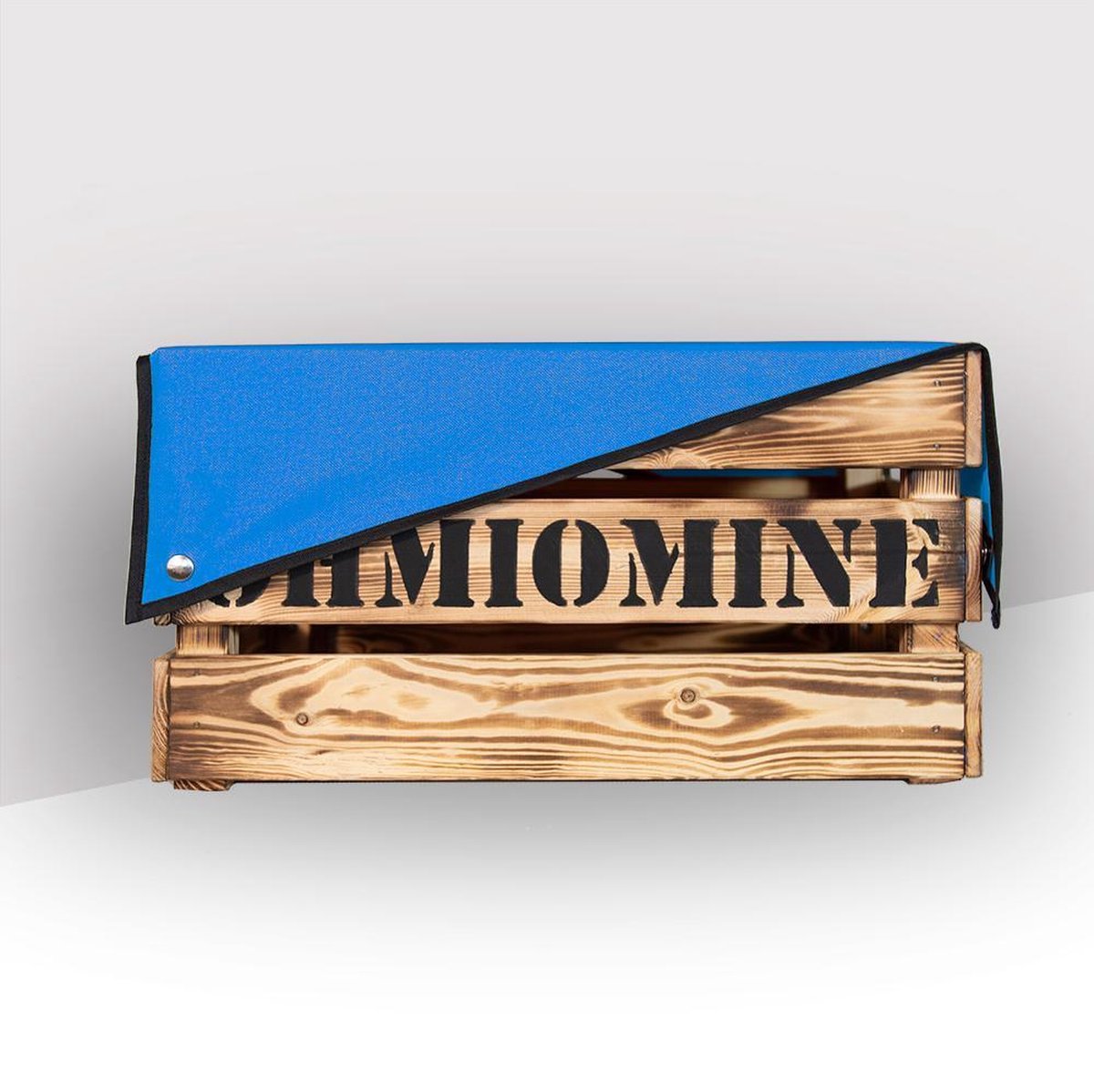 Ohmiomine Transporter Fietskrat Gebrand Hout met Luchtblauw Afdekhoes