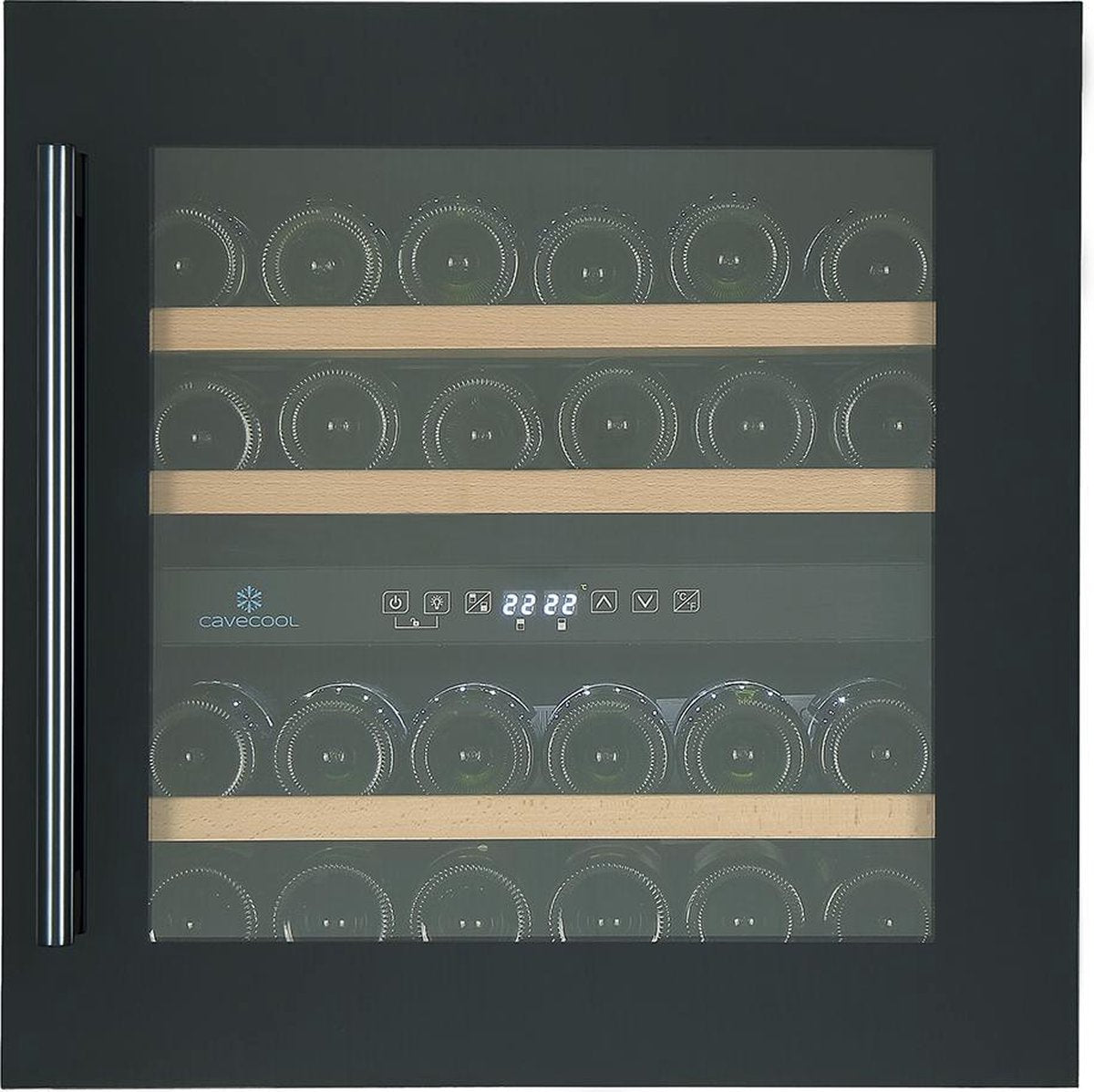 CaveCool Morion Dravite - Inbouw Wijnkoelkast - Nismaat 60x60 -36 flessen - 2 zones - Zwart