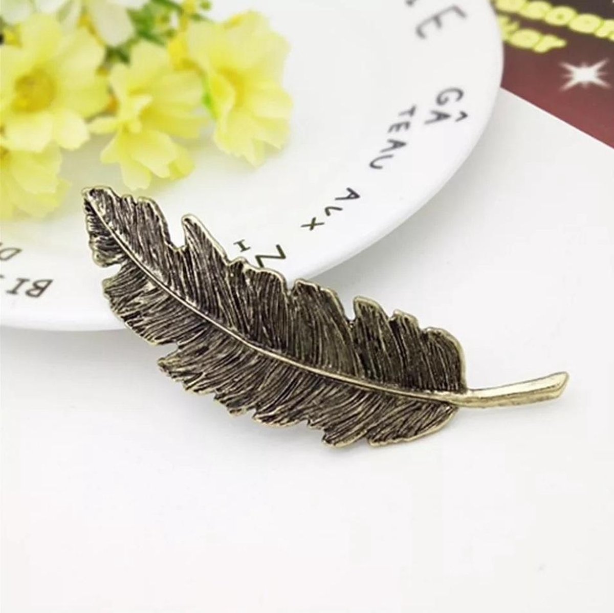 Haarspeld - Haarclip - Veer - Haaraccessoire - French barrette clip - Brons - 9 cm