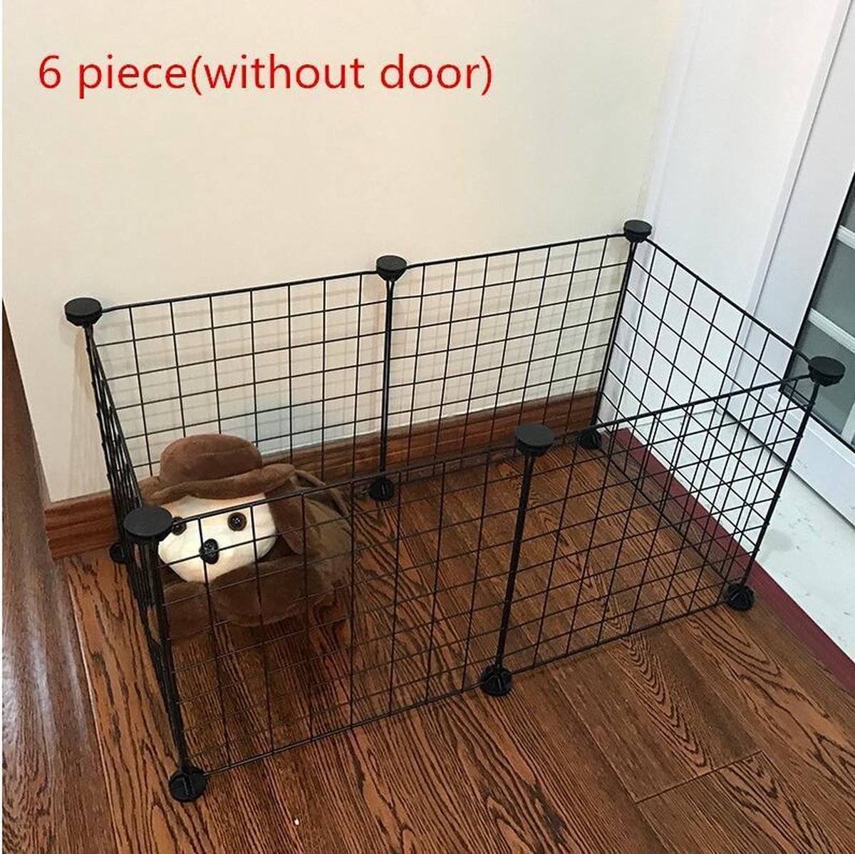 Baymate Opvouwbare Hond Hek Gates Voor Hond Kat Bewaker Installeer Gemakkelijk Behuizing Hondenhekken Puppy Kennel Huis Oefening Training Black Without Door 6PCS