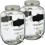 Set van 2x stuks glazen drankdispensers/limonadetap met krijtbord 3