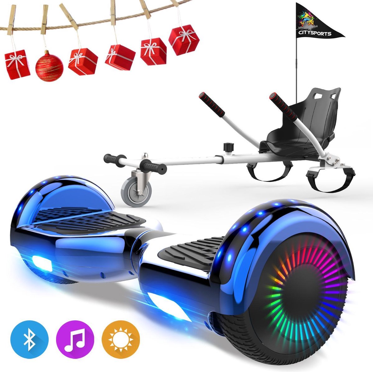 Evercross 6.5 inch Hoverboard met Flits Wielen