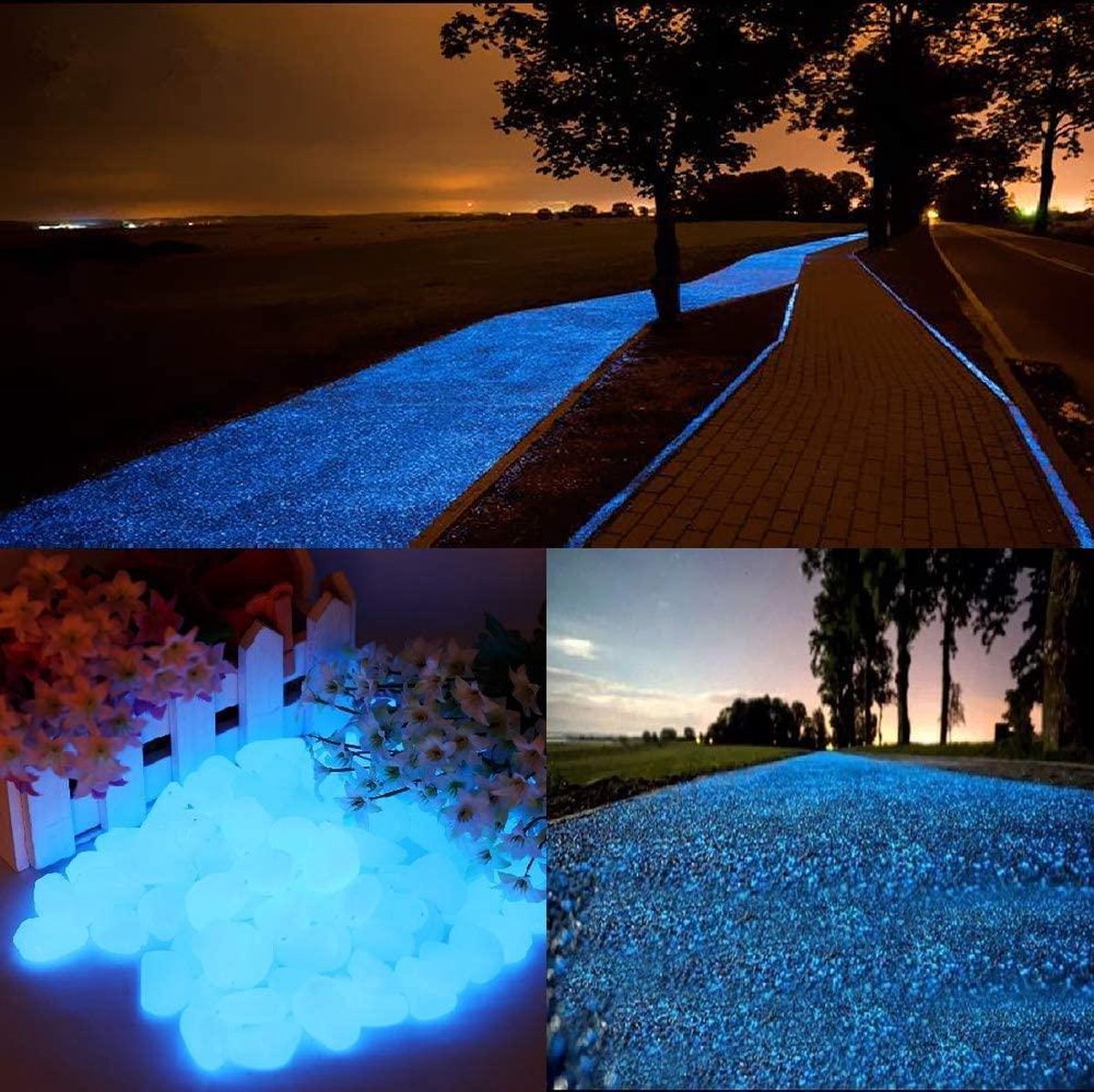 Glow In The Dark Stenen | Decoratie Stenen | Pebbles | Aquarium Steentjes | Tuin Stenen | BLAUW | 30 Stuks