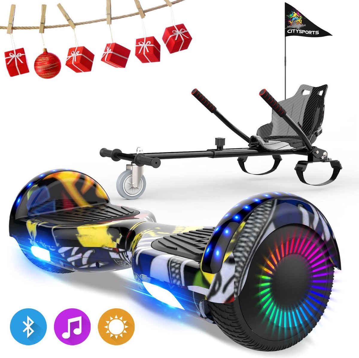 Evercross 6.5 inch Hoverboard met Flits Wielen