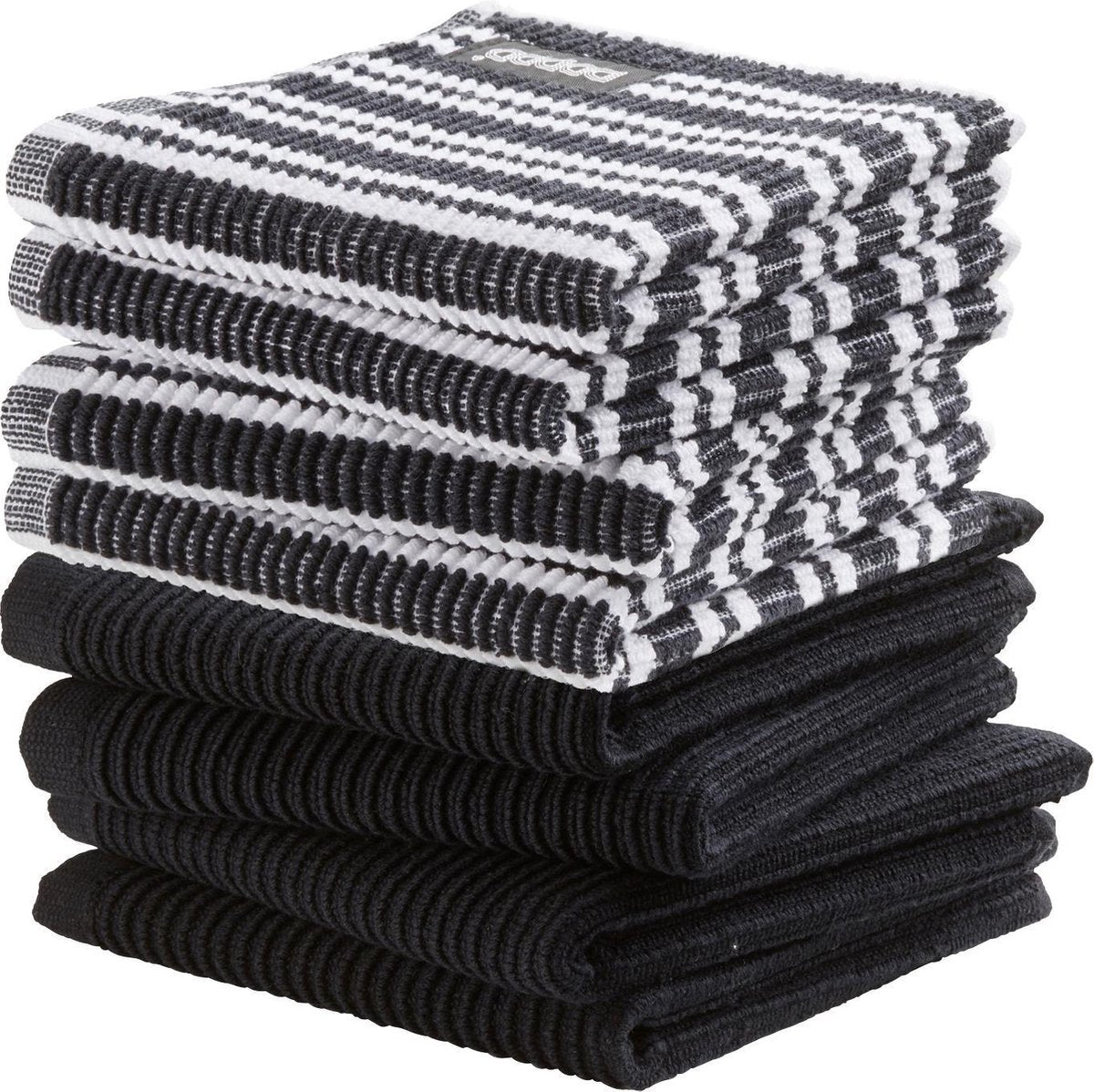 DDDDD combiset vaatdoek basic (4 stuks) + classic (4 stuks) neutral black