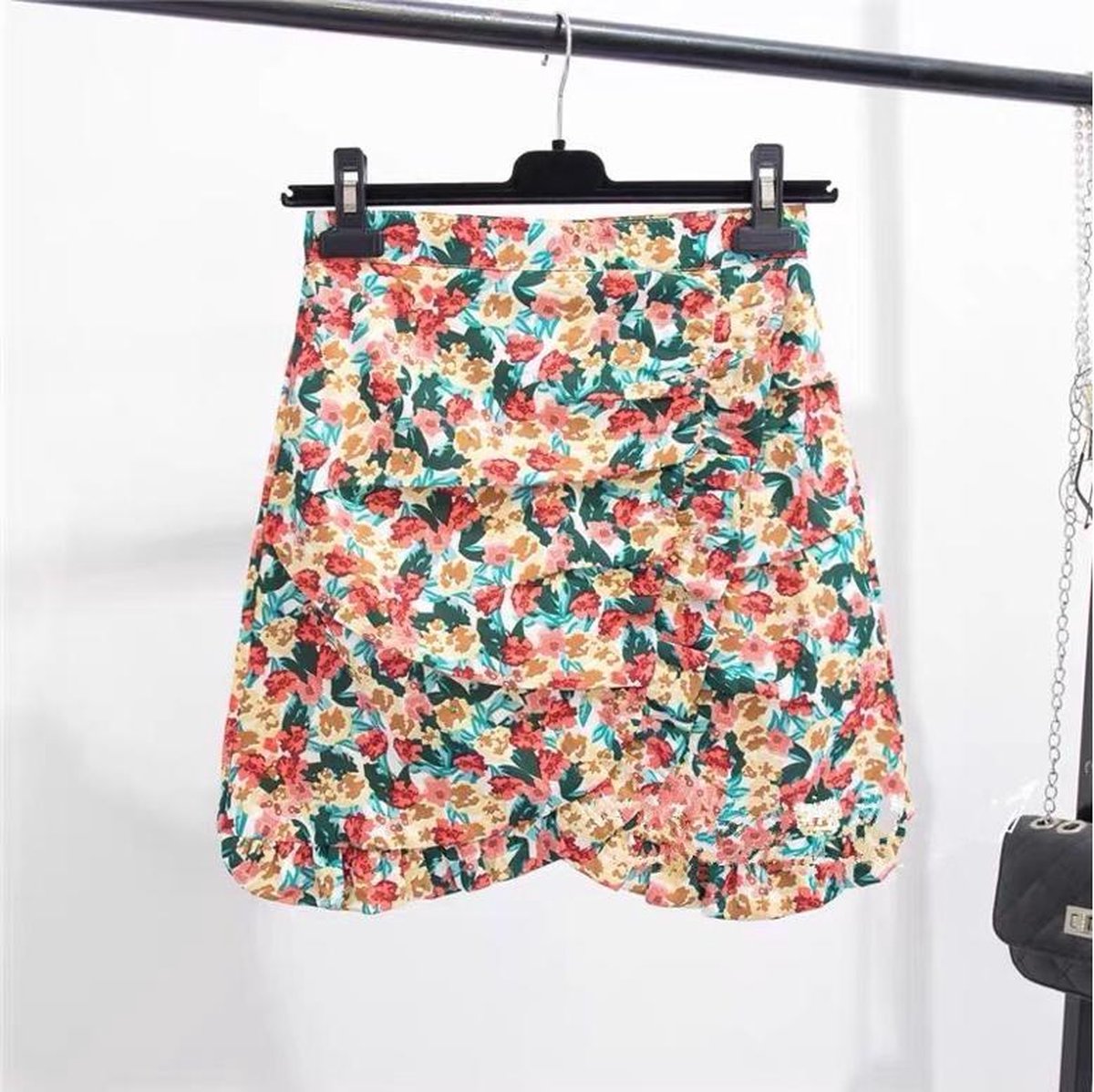 Dames rokje bloemenprint geel